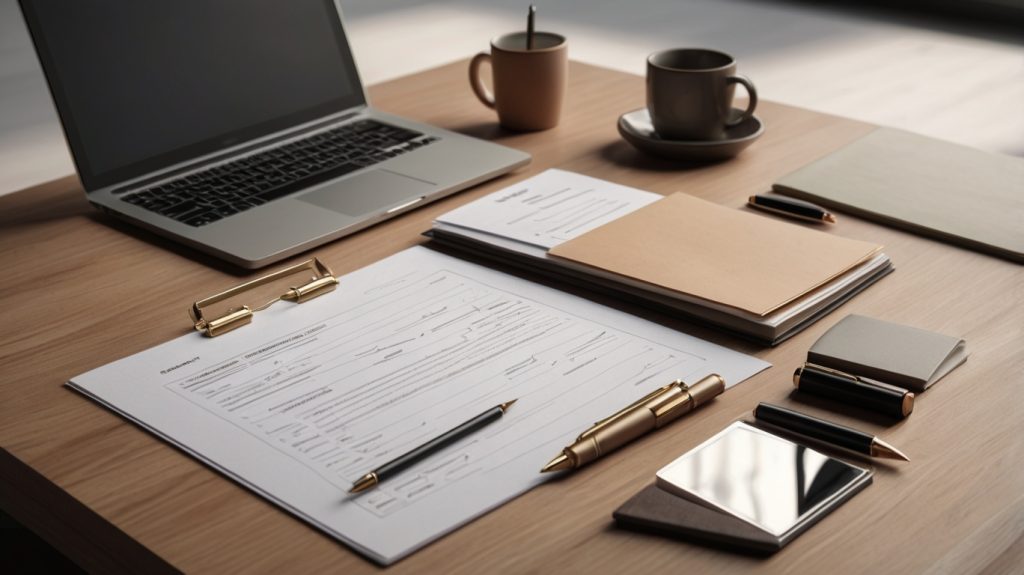 choosing a website development company - laptop and contract on a desk image