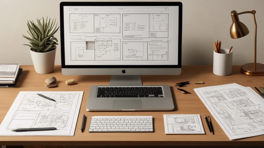 Custom website development depiction with templates