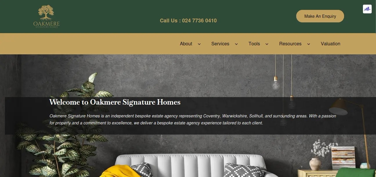 Oakmere Signature Homes website homepage